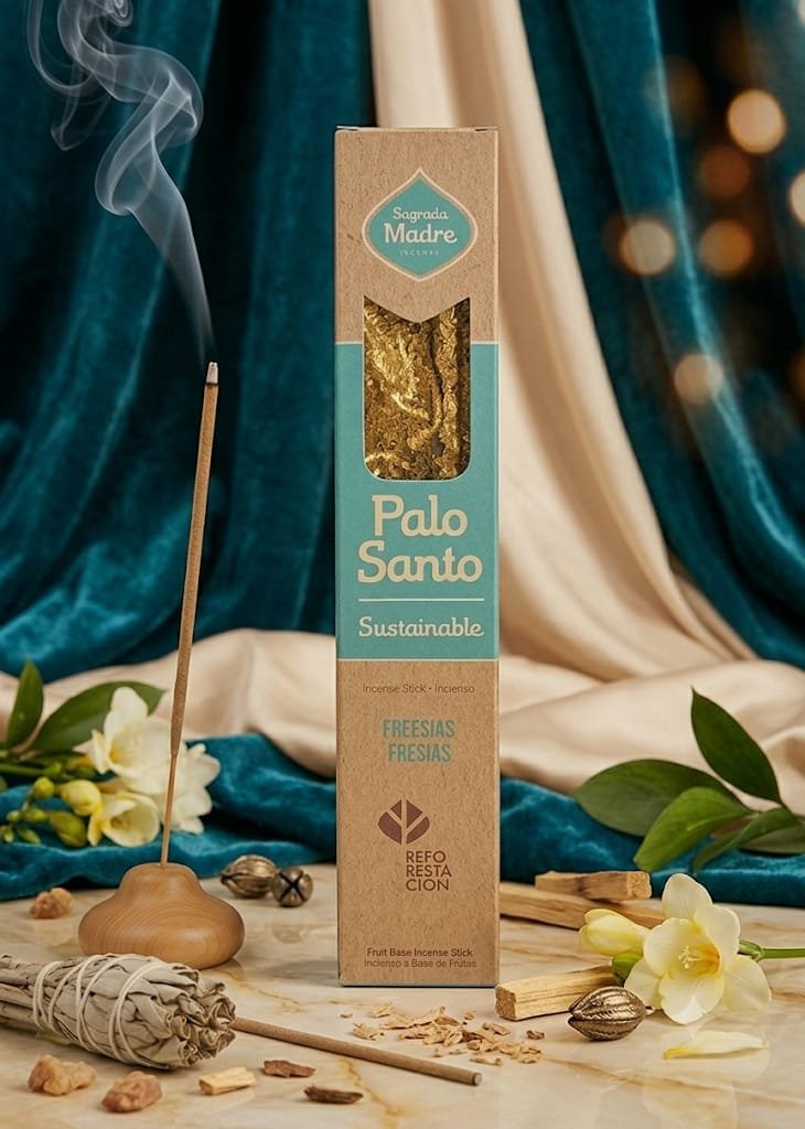 Sahumerio Palo santo con fresias