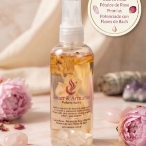 Spray Áurico "Amor & Armonía" – Cuarzo Rosa, Rosas & Peonías - Con flores de batch