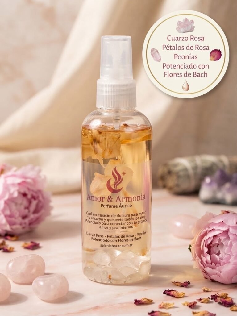 Spray Áurico "Amor & Armonía" – Cuarzo Rosa, Rosas & Peonías - Con flores de batch