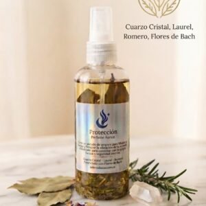 Spray Áurico "Protección" – Cuarzo Cristal, Laurel & Romero - Con flores de batch
